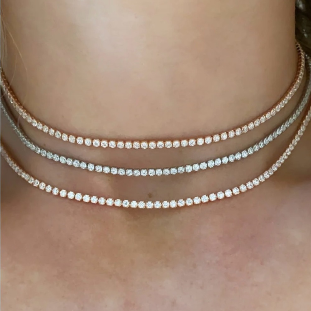 Sterling silver tennis style choker.